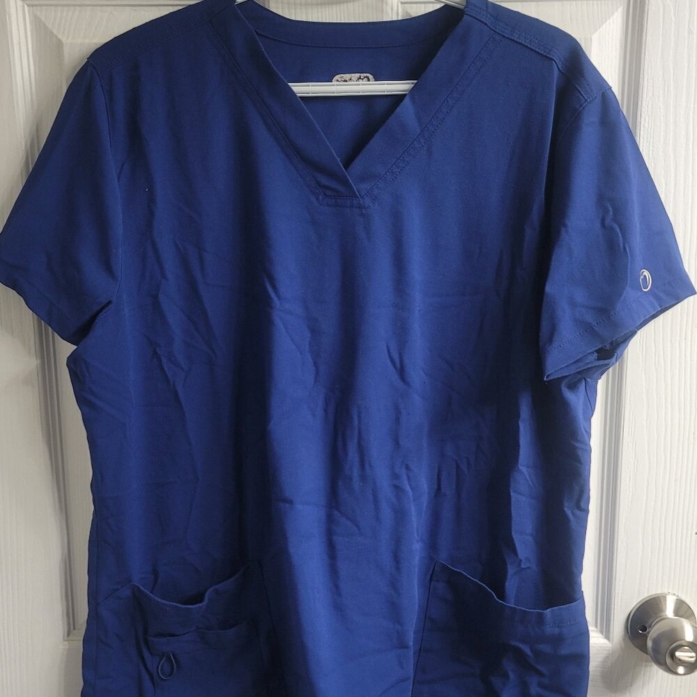 #32 Health Pro Blue Scrub Shirt Top M